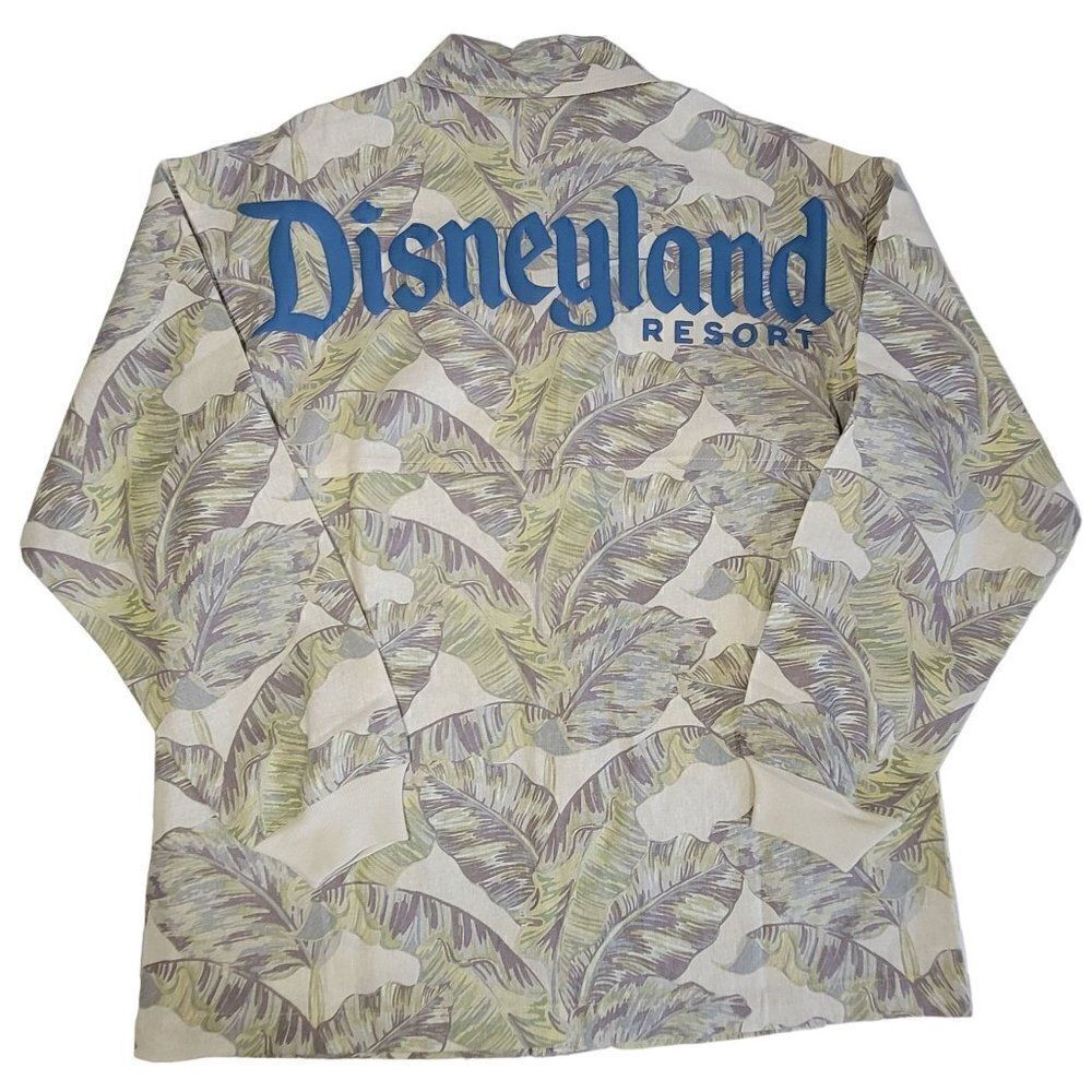 Disneyland Disney Spirit Jersey Men Small Floral Button Front Shirt SpellOut NEW